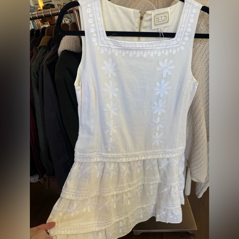 Sail to Sable White Square Neck Dress